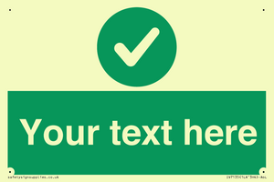 Custom green background, green circle with tick